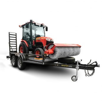 Tractor with Broom Attachment on Trailer