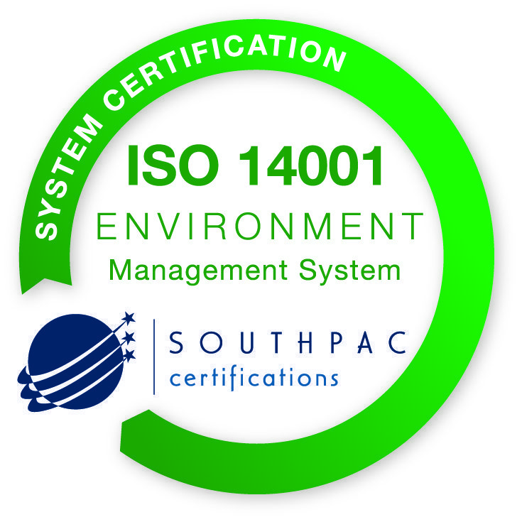 Southpac ISO 14001 System Certification Logo Master Hire
