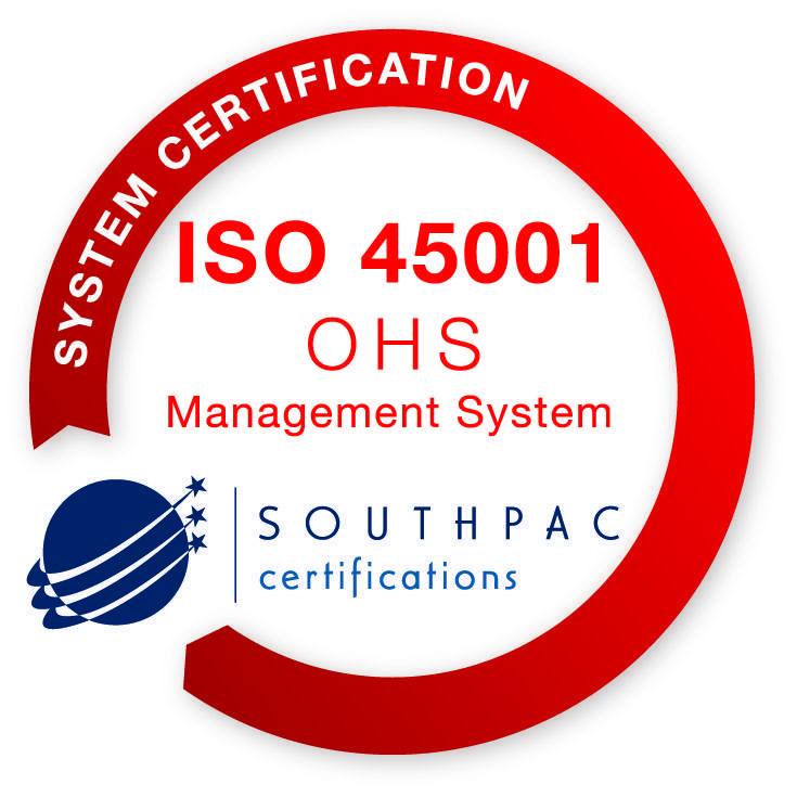 Southpac ISO 45001 System Certification Logo Master Hire